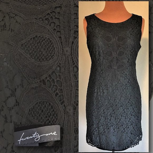 twentyone Dresses & Skirts - TWENTYONE Black Lace Sheath Dress  |  Large